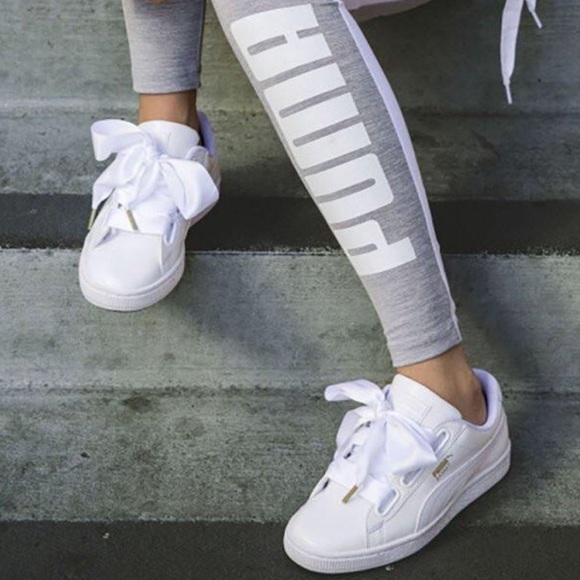 Puma Basket Heart Casual Sneakers White Patent Puma Basket Heart Casual Sneakers White Patent